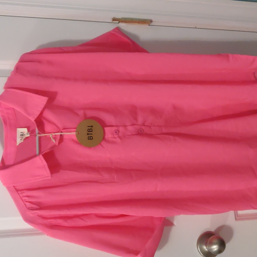Neon pink blouse
